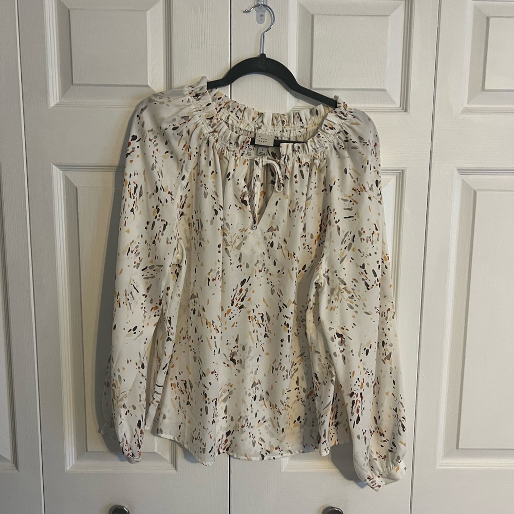 A New Day White Blouse with Multicolor Print